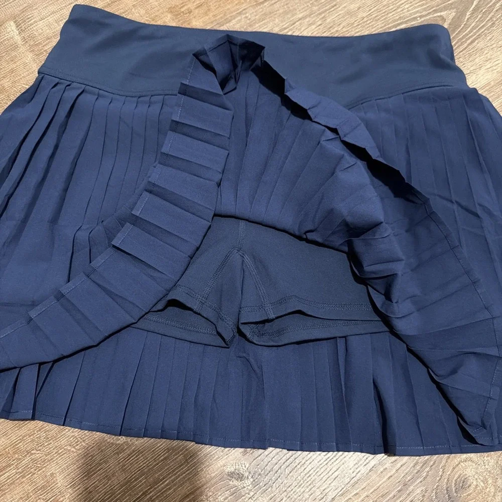 New Fabletics Skort L Womens Blue Hot Shot Pleated Lined Mini Athletic